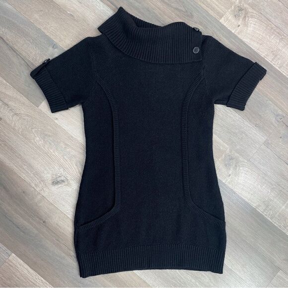 INC International Concepts Split Cowl Neck Tunic Sweater Black PL Short Sleeve - Picture 7 of 10